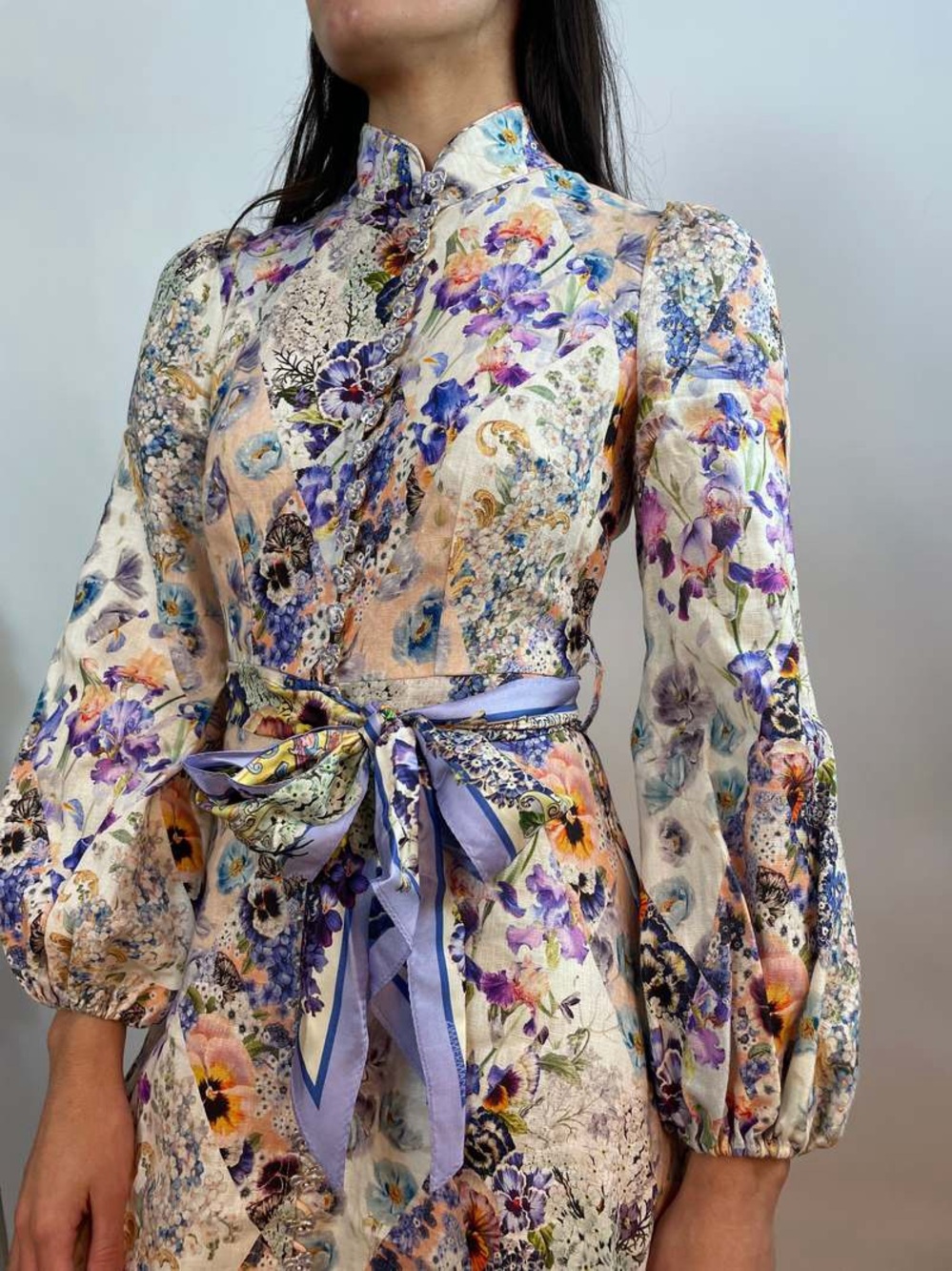 Zimmermann | Tama Diamond Splice Floral Belted Mini Dress